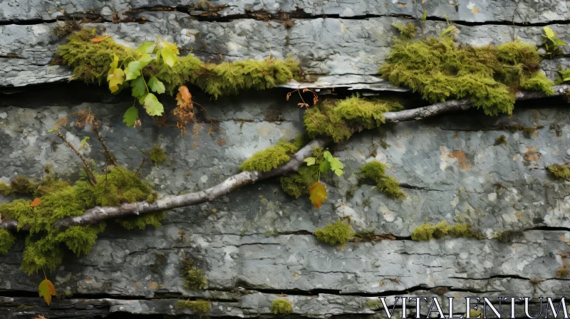 Ivy Thriving on Rock: A Showcase of Nature's Resilience AI Image