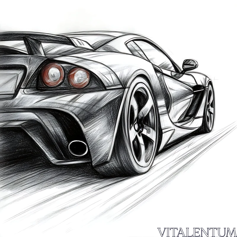 Detailed Automotive Sketch of a Sports Car AI Image