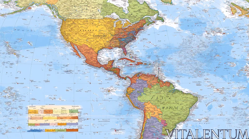 Comprehensive Political Map of the Americas AI Image