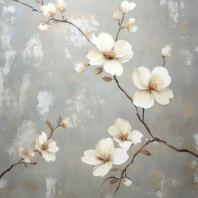 Elegant White Blossoms Against Gray Canvas