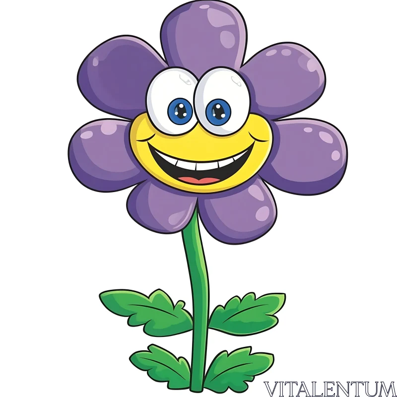 Smiling Cartoon Flower Illustration AI Image