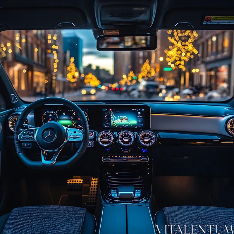 Modern Car Dashboard at Night AI Image