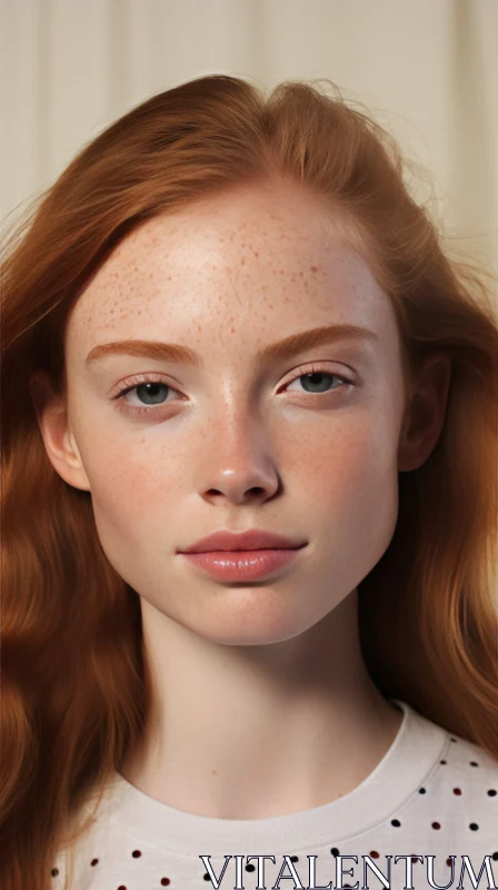 Captivating Portrait of a Person with Freckled Red Hair AI Image