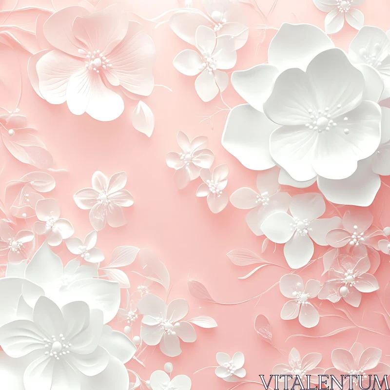 AI ART Ethereal White Floral Artwork