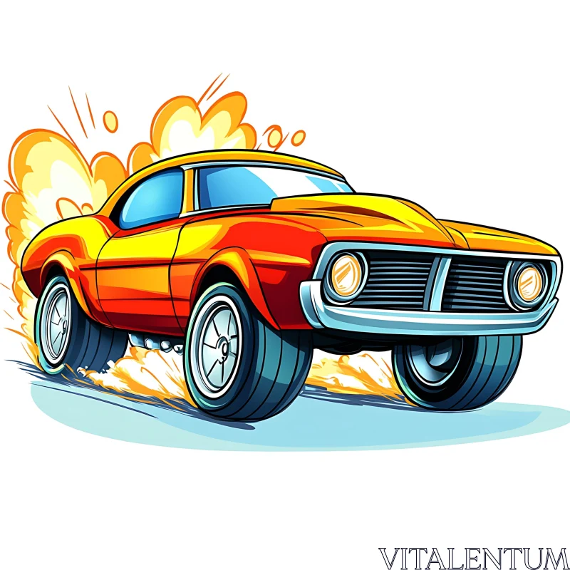 Dynamic Muscle Car Drawing AI Image