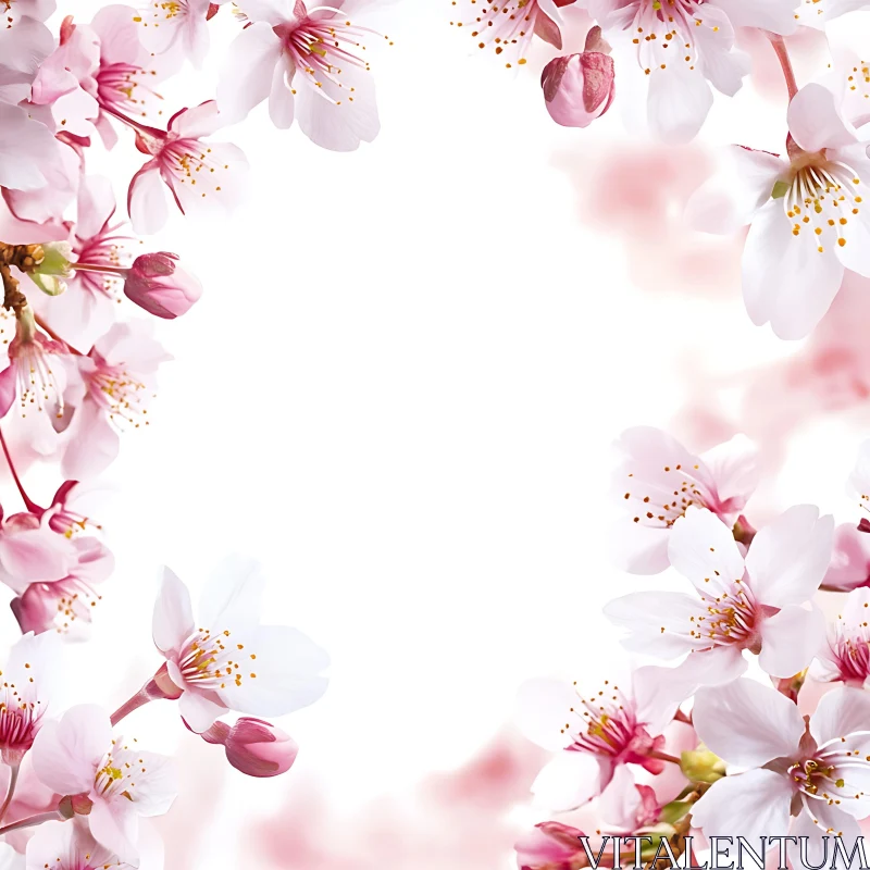 Springtime Cherry Blossoms Frame AI Image