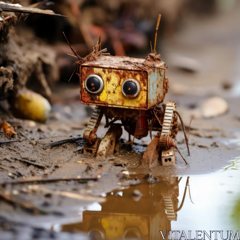 Rusty Robot in Junglepunk Style: A Testament to Time and Wilderness AI Image