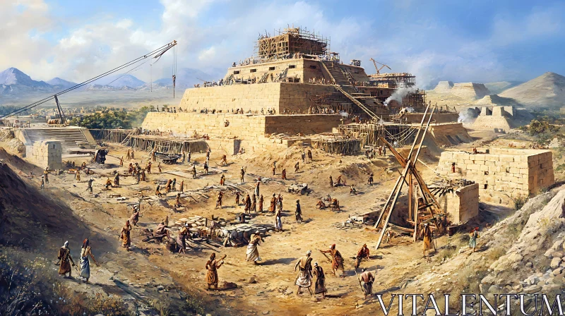 Historical Pyramid Building Depiction AI Image