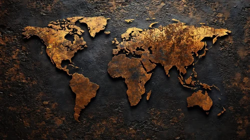 Golden-Brown World Map Artwork