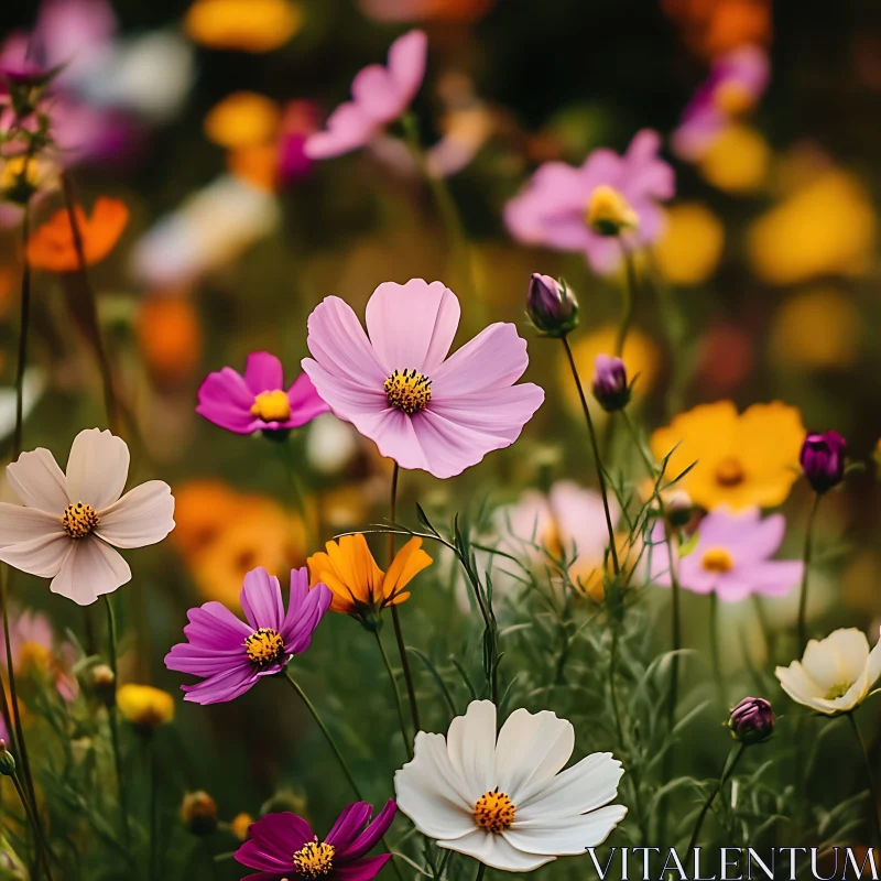 Diverse Flower Blossoms in a Vibrant Garden AI Image