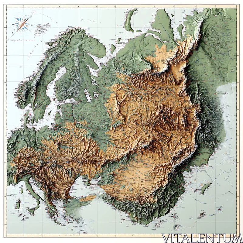 Detailed Geographic Elevation Map