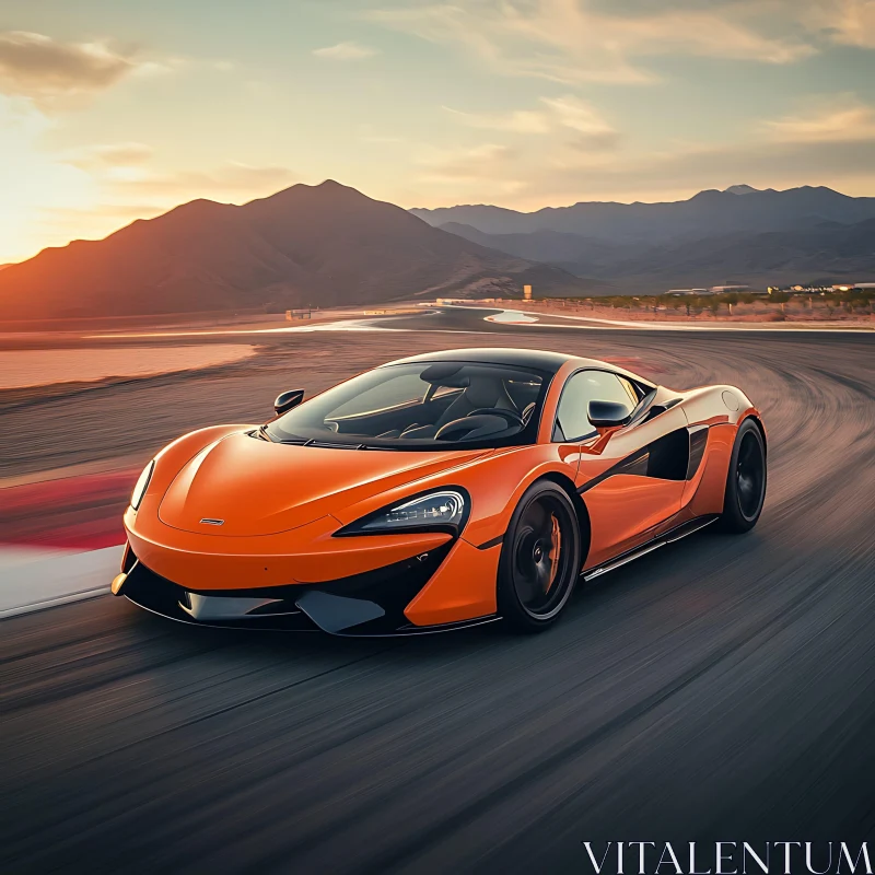 Orange Supercar Zooming on Mountain Road Orange Supercar Zooming on Mountain Road