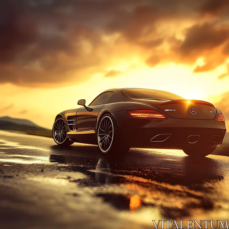 Sleek Sports Car During Golden Hour