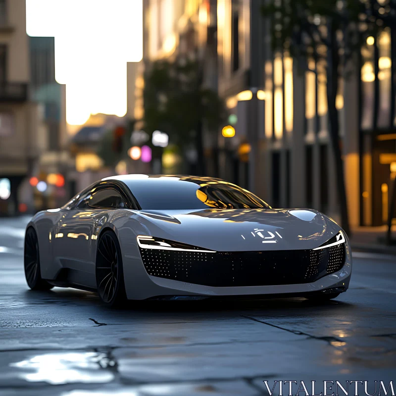 Modern Sleek Sports Car Downtown