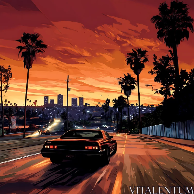 Evening Drive Through Sunset Cityscape Evening Drive Through Sunset Cityscape