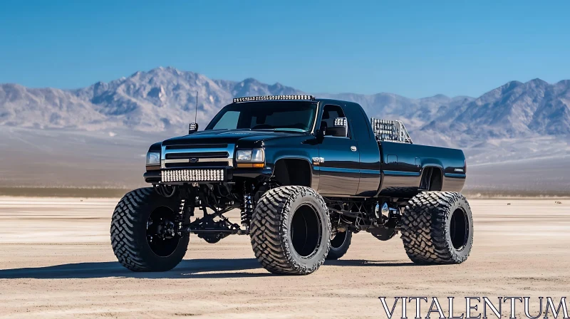 Monster Truck in Desert with Mountain View Monster Truck in Desert with Mountain View