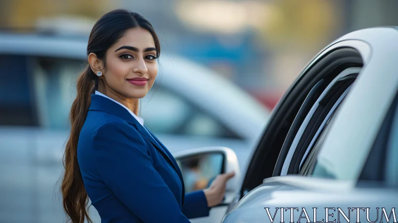 Businesswoman Posing Near Vehicle