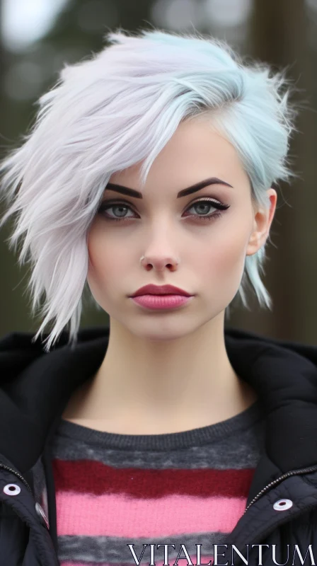 Blue Hair and Edgy Style: Captivating Urban Fashion AI Image