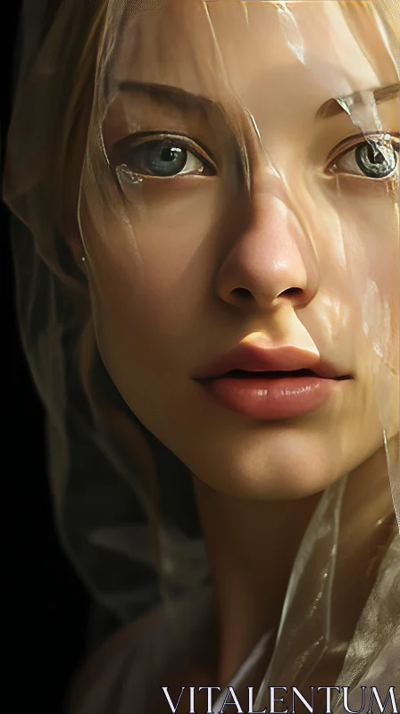 Captivating Woman Portrait: Realistic Veiled Beauty AI Image