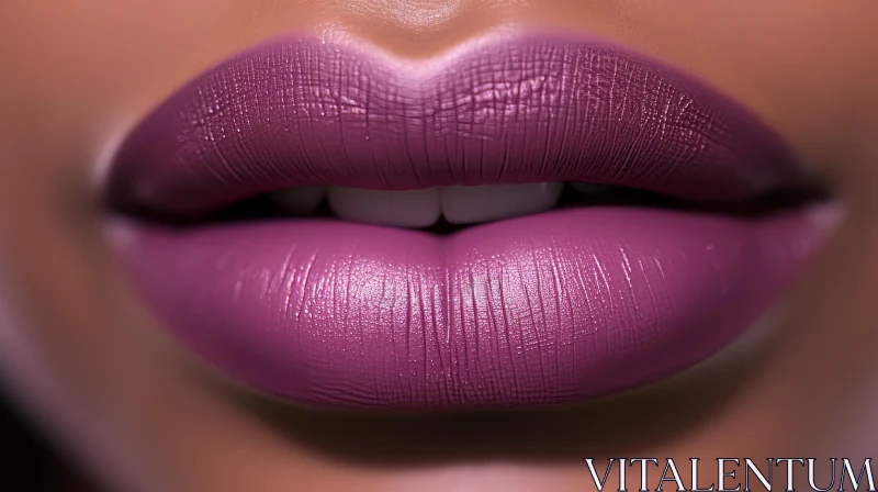 Close Up Image of Highly Detailed Purple Lips in Matte Photo Style AI Image