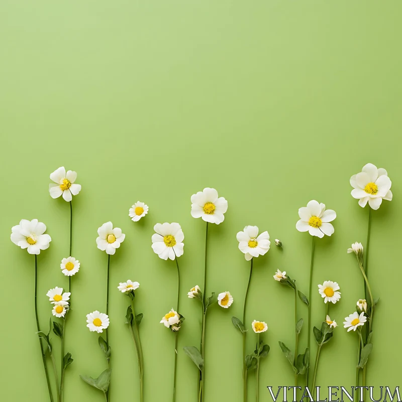 White Daisies on Green Background