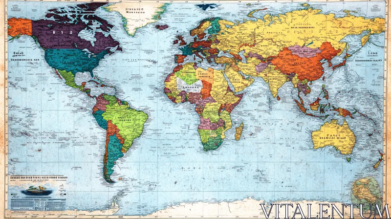Colorful World Map showing Political Boundaries Colorful World Map showing Political Boundaries