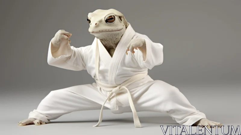 Karate Gecko: A Fusion of Martial Arts and Wildlife AI Image