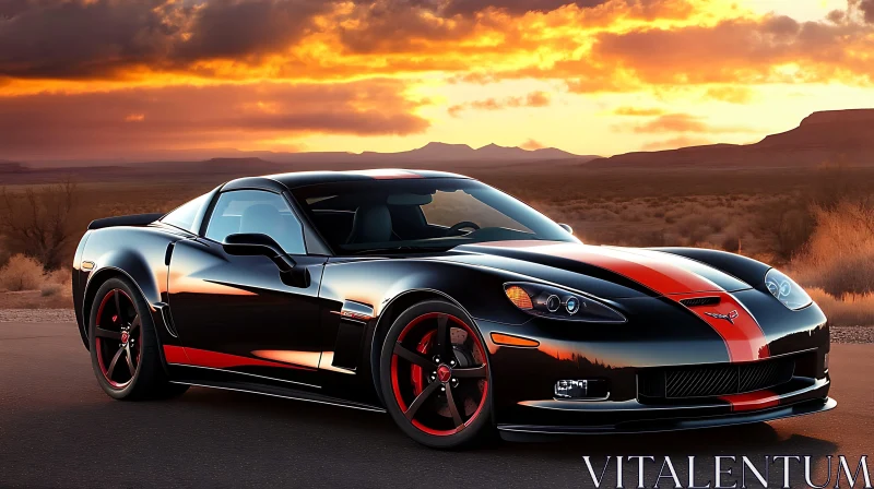 Luxury Sports Car in Vibrant Sunset AI Image