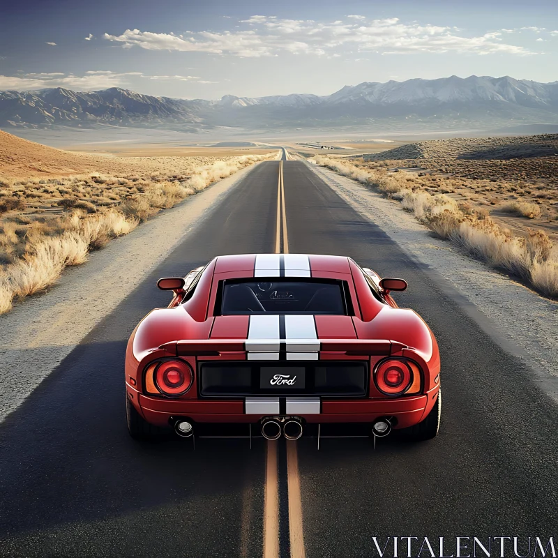 Ford Sports Car in Desert Landscape AI Image