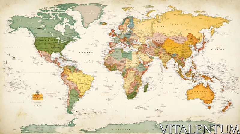 Antique World Atlas Map AI Image