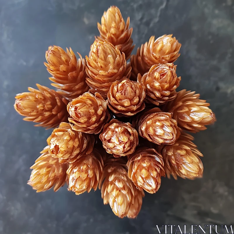 Close-Up of Brown Pine Cones Showing Detailed Texture AI Image