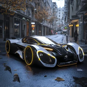 Sleek Car with LED Accents in City