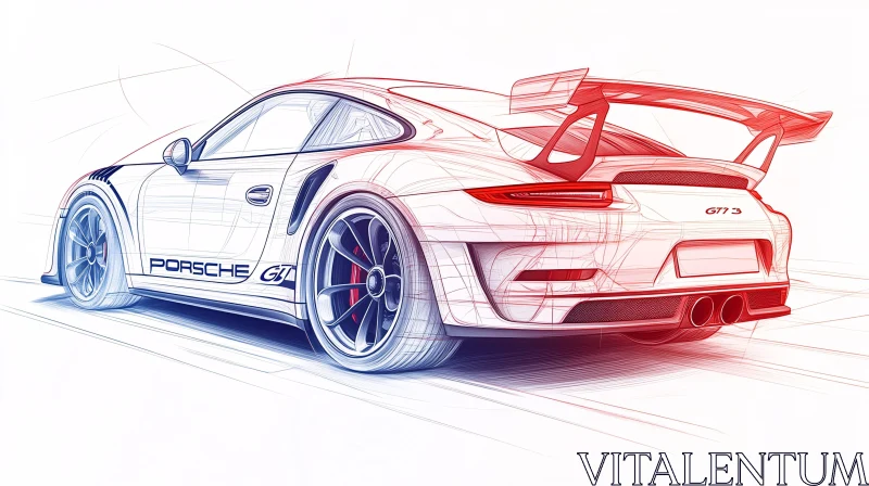 Porsche GT3 Concept Car Drawing AI Image