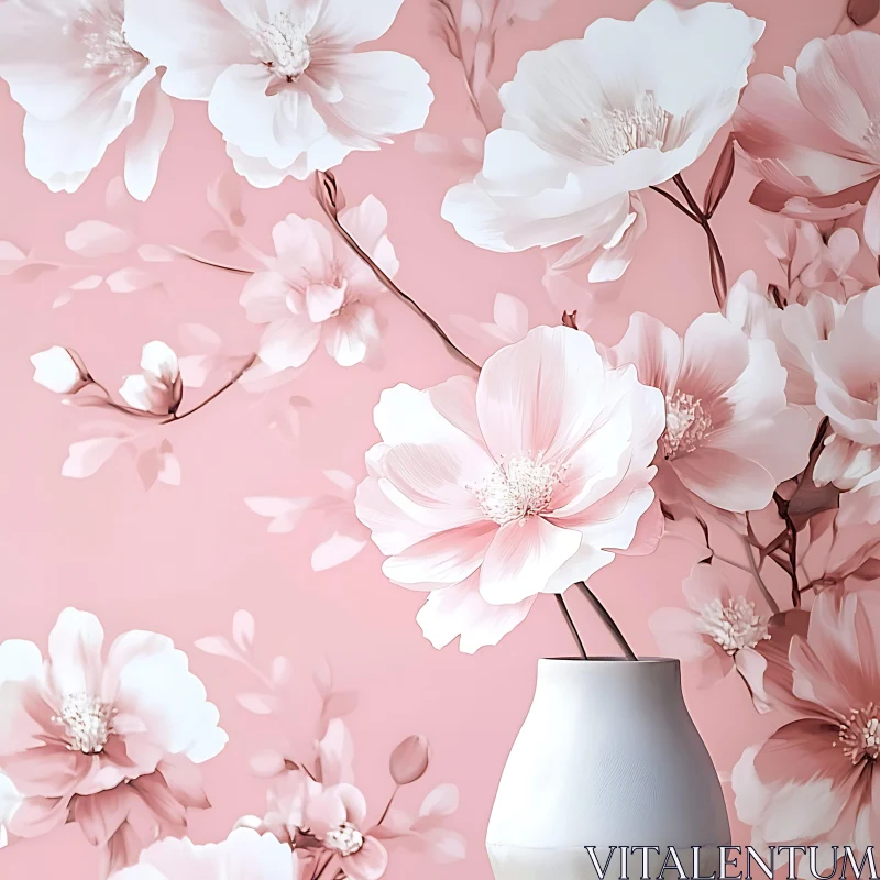 Serene Floral Arrangement of Pink and White Flowers AI Image