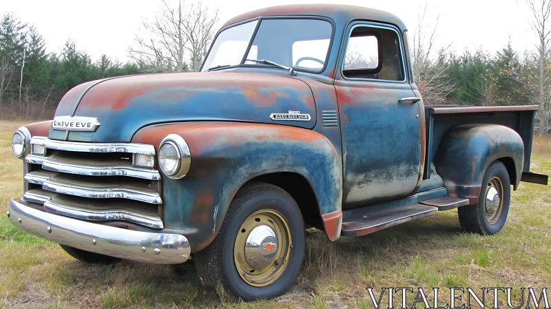 Classic Blue and Rust Chevy Pickup AI Image