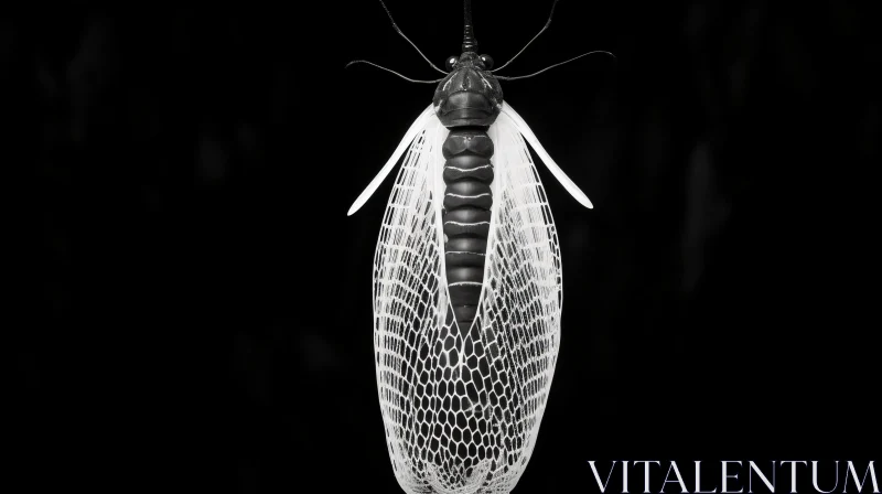 Monochrome Cyprinid Mosquito - A Detailed Study in Black and White AI Image