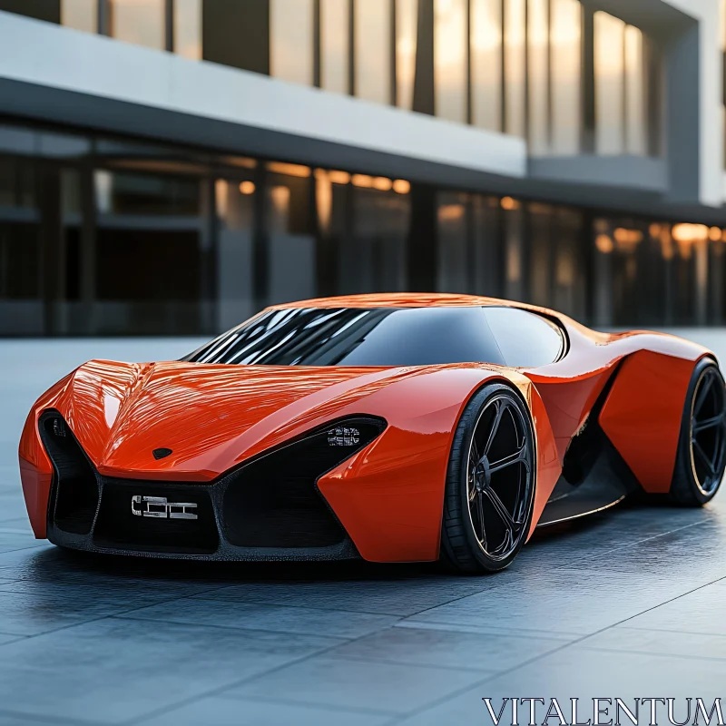 High-End Supercar on Modern Street AI Image