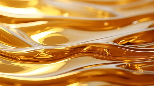 Golden Liquid Abstract Art - A Study in Reflections and Energy