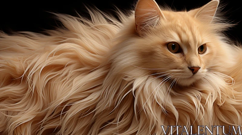 Gorgeous Fluffy Orange Cat on a Black Background AI Image