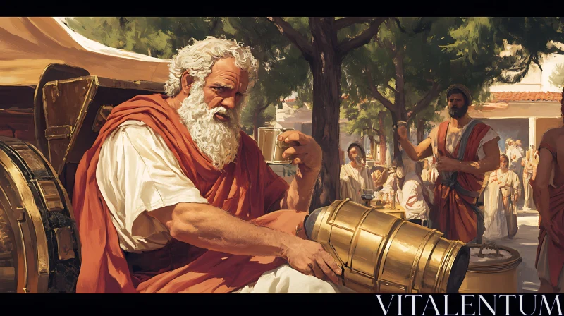 Philosophical Discussion in Ancient Market AI Image