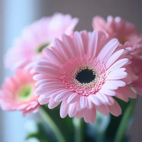 Macro Shot of Delicate Pink Gerbera Daisies