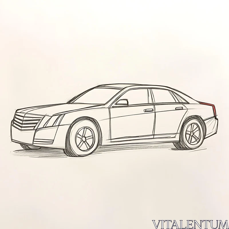 Line Drawing of a Contemporary Sedan AI Image