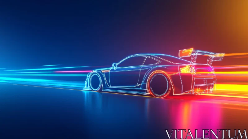 Neon Car Light Speed AI Image