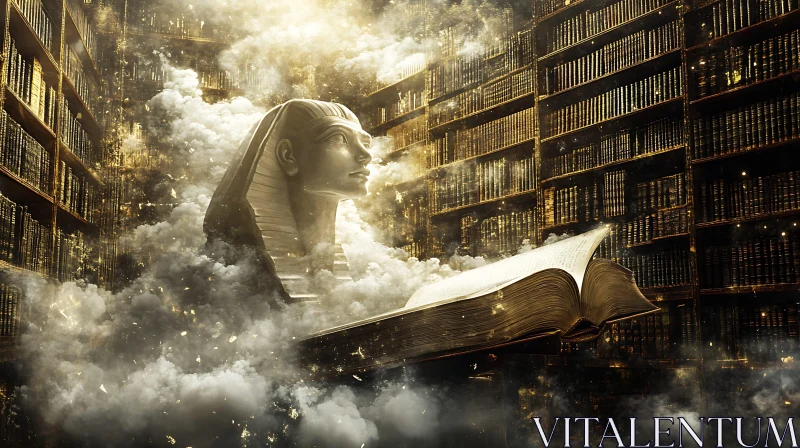 Mystical Pharaonic Wisdom in Ancient Library AI Image