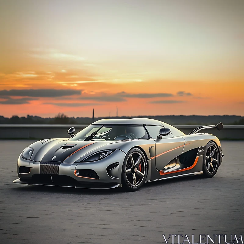 Luxury Supercar in Sunset AI Image