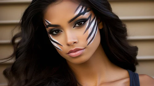 Captivating Tiger Print Dress Girl with Unique Eye Makeup