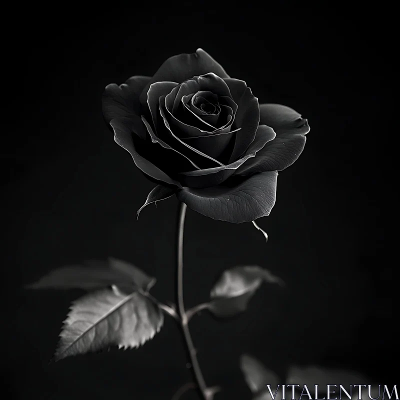 AI ART Black Rose in Monochrome