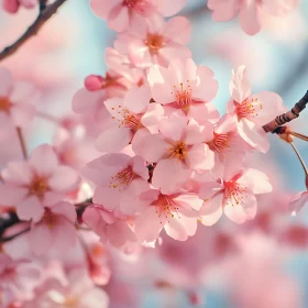 Pink Cherry Blossoms Close-Up