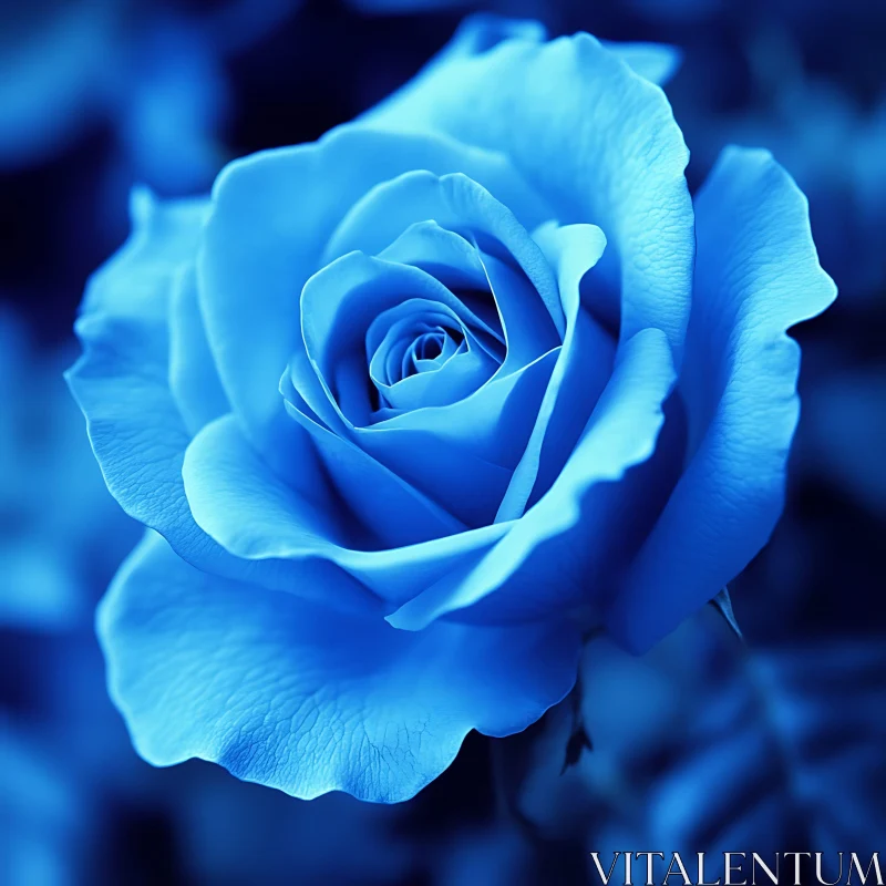 Detailed Photograph of a Blue Rose AI Image