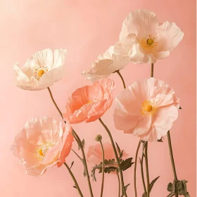 Elegant Poppies Against Soft Pink Background